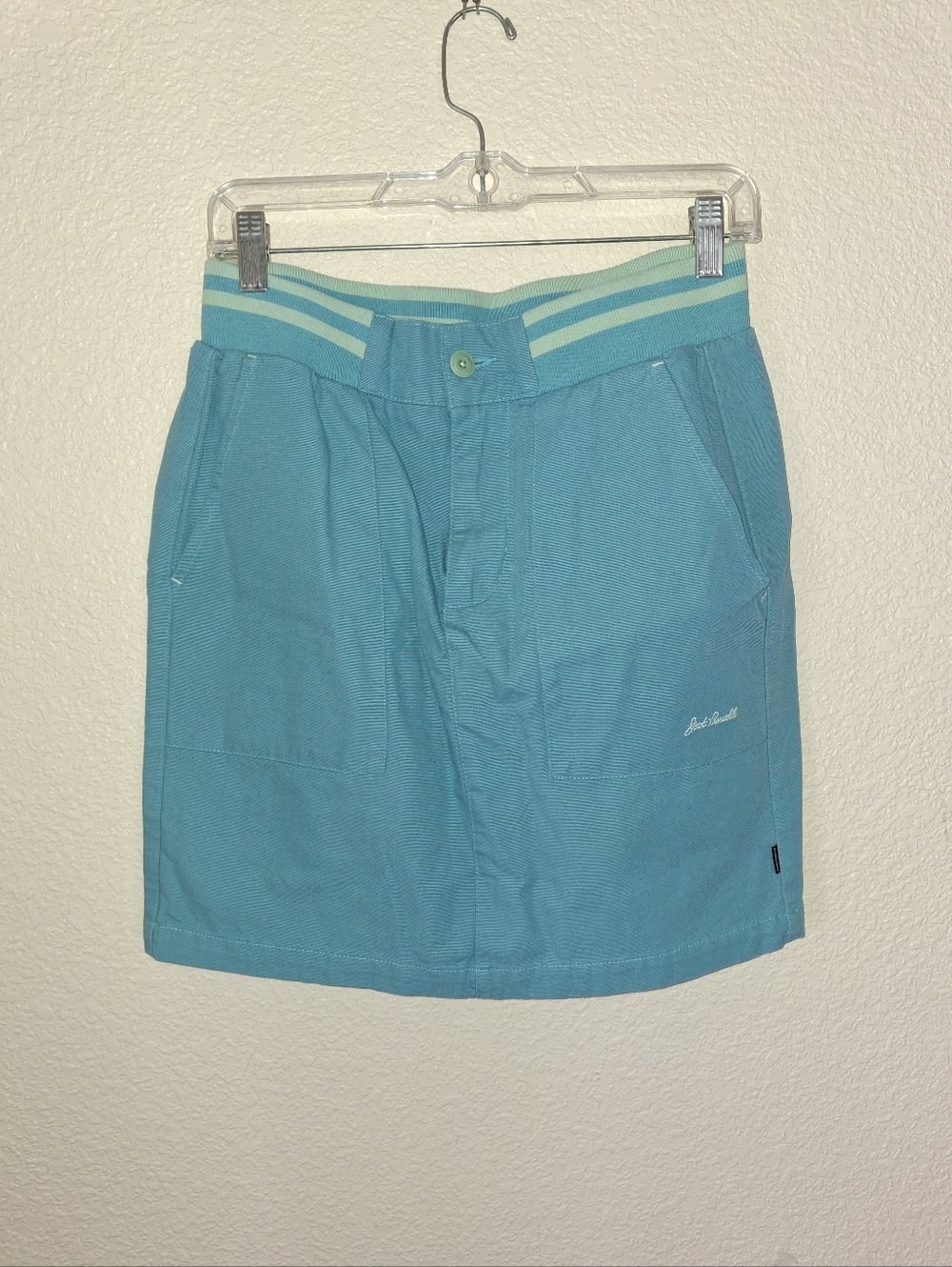 Aqua Turquoise Mini Skirt with Striped Waistband New Converse